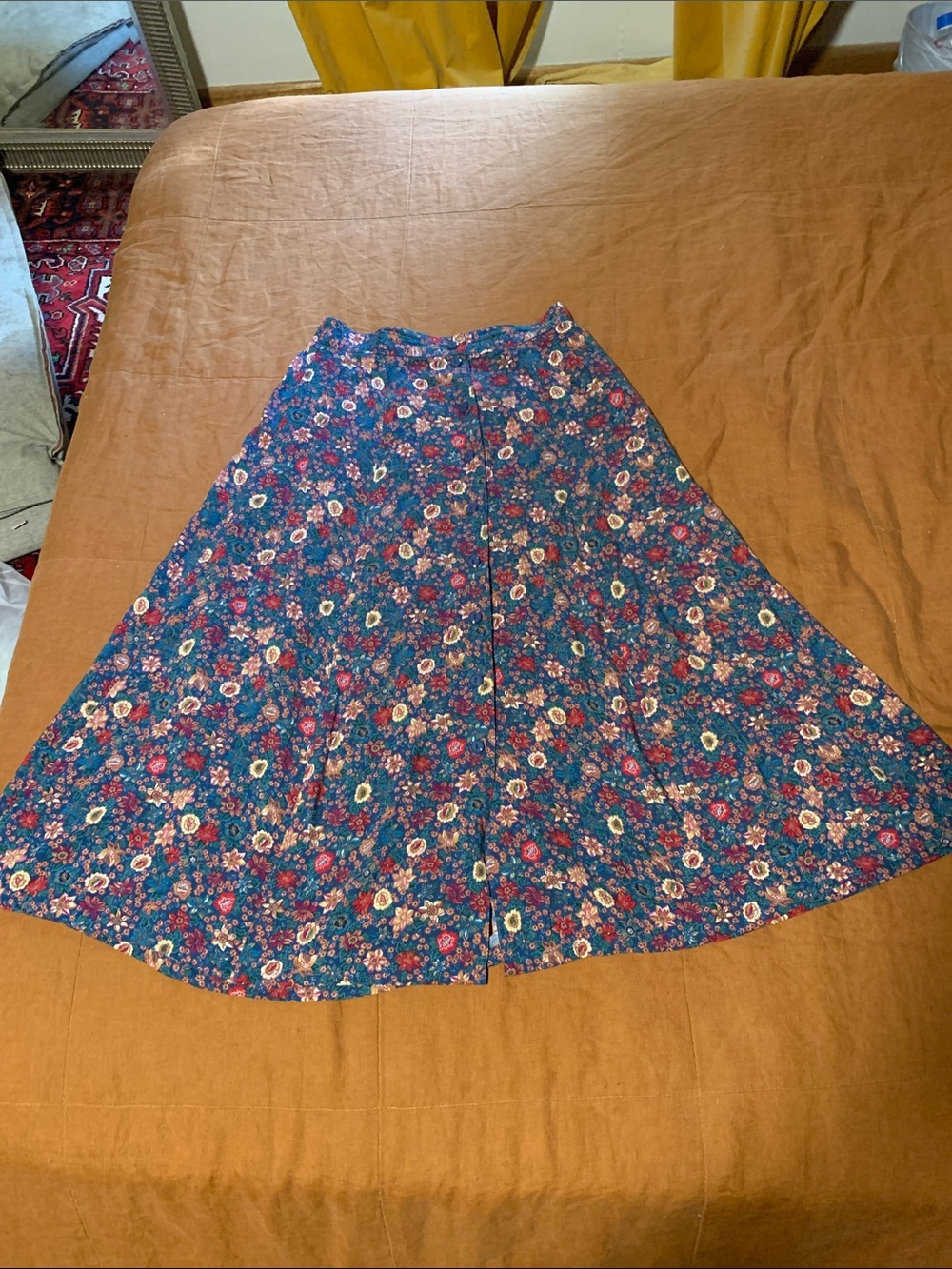 Vintage 90's Rayon Floral A-Line Skirt